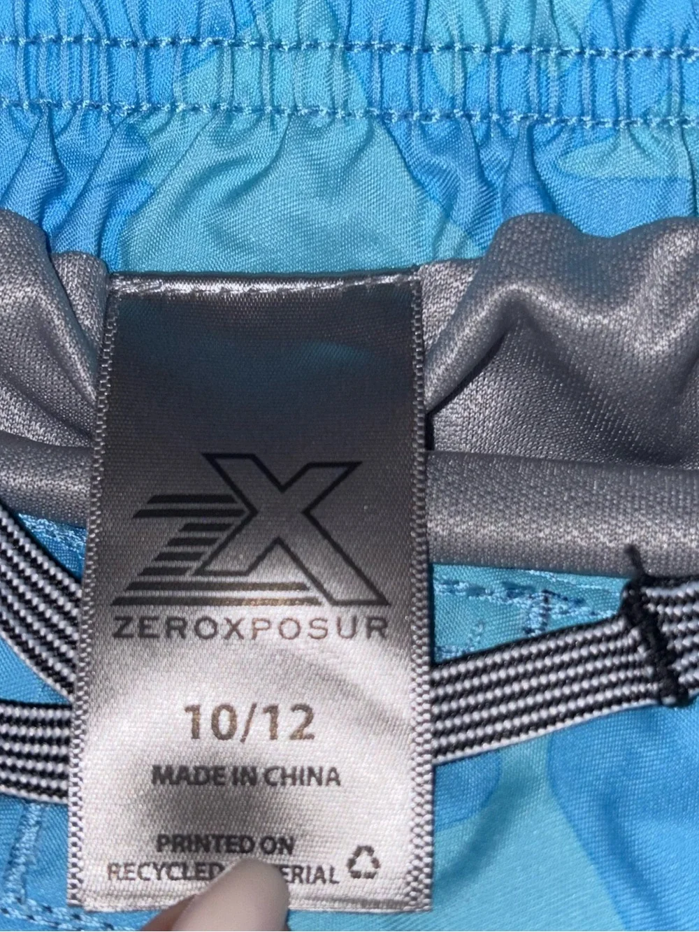 Kids Blue Camo Stripe Swim Trunks